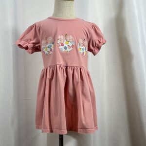 Adorable Peach Dress with Apple Appliqué Details